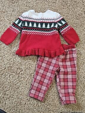 Carter's White Knit Sweater with Red & Black Accent